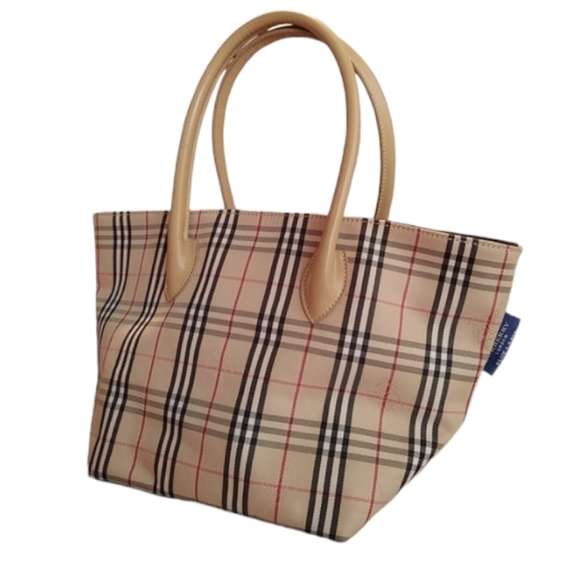 Burberry London Blue Label Check Nylon & Leather Tote Bag - Picture 16 of 16